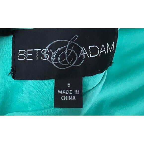 Betsy & Adam Teal Open Back Evening Gown‎ Prom Dress Keyhole Neckline Size 6 - Picture 2 of 8